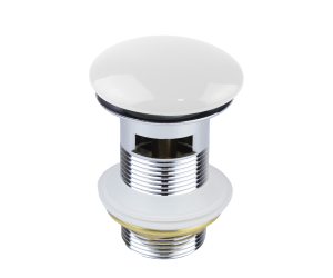 Донный клапан для раковины керамический белый с переливом 1001W